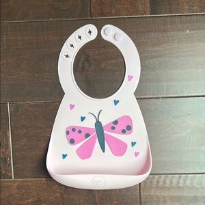 Make My Day Pink Butterfly Silicone Bib